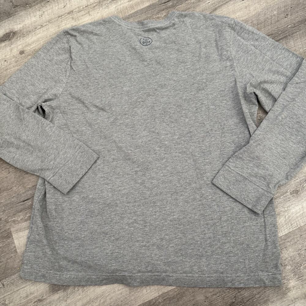 Life is Good T-Shirt Mens XL Gray Peace Love & Hoppiness Long Sleeve Crusher Tee - Picture 5 of 8